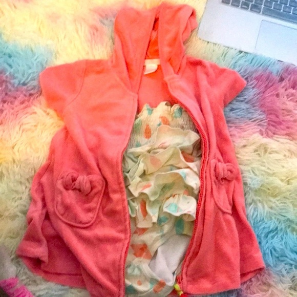 Janie and Jack girls 12-18 months swimsuit bathing suit towel hooded - Picture 1 of 5